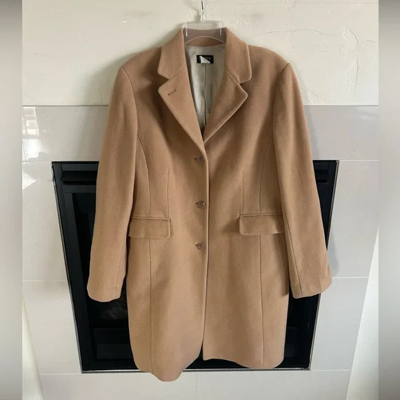 J.Crew Cashmere Wool Women’s Winter Pea Coat 16 beige Classic Longline Y2K - Picture 15 of 15